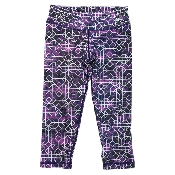 Avocado Purple Space Geometric‎ Capri Leggings Women’s Size Medium/Large Workout - Picture 1 of 16